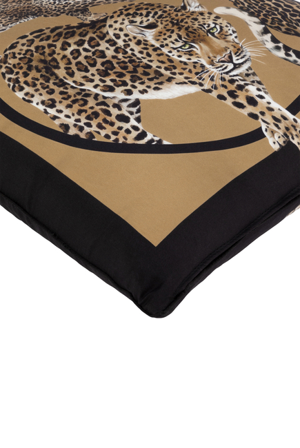 Three Leopardi Silk Twill Cushion Small